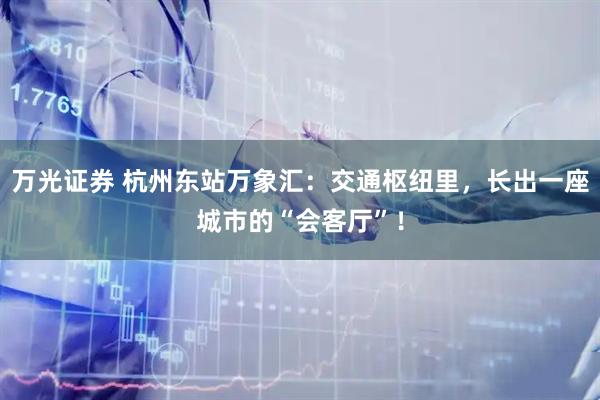 万光证券 杭州东站万象汇：交通枢纽里，长出一座城市的“会客厅”！
